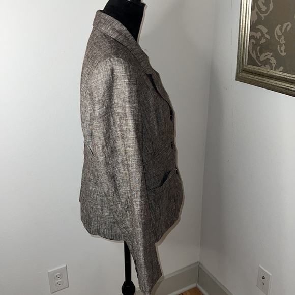 ET VOUS Linen blend brown buttoned front blazer women’s jacket Sz 18 - Picture 5 of 7